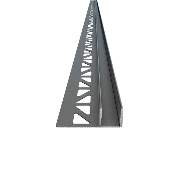 Wandprofil zur Glasaufnahme SHOWER-GK GLAS WALL Edelstahl (V2A/304) strukturbeschichtet betongrau RAL 0006500 19mm 220cm