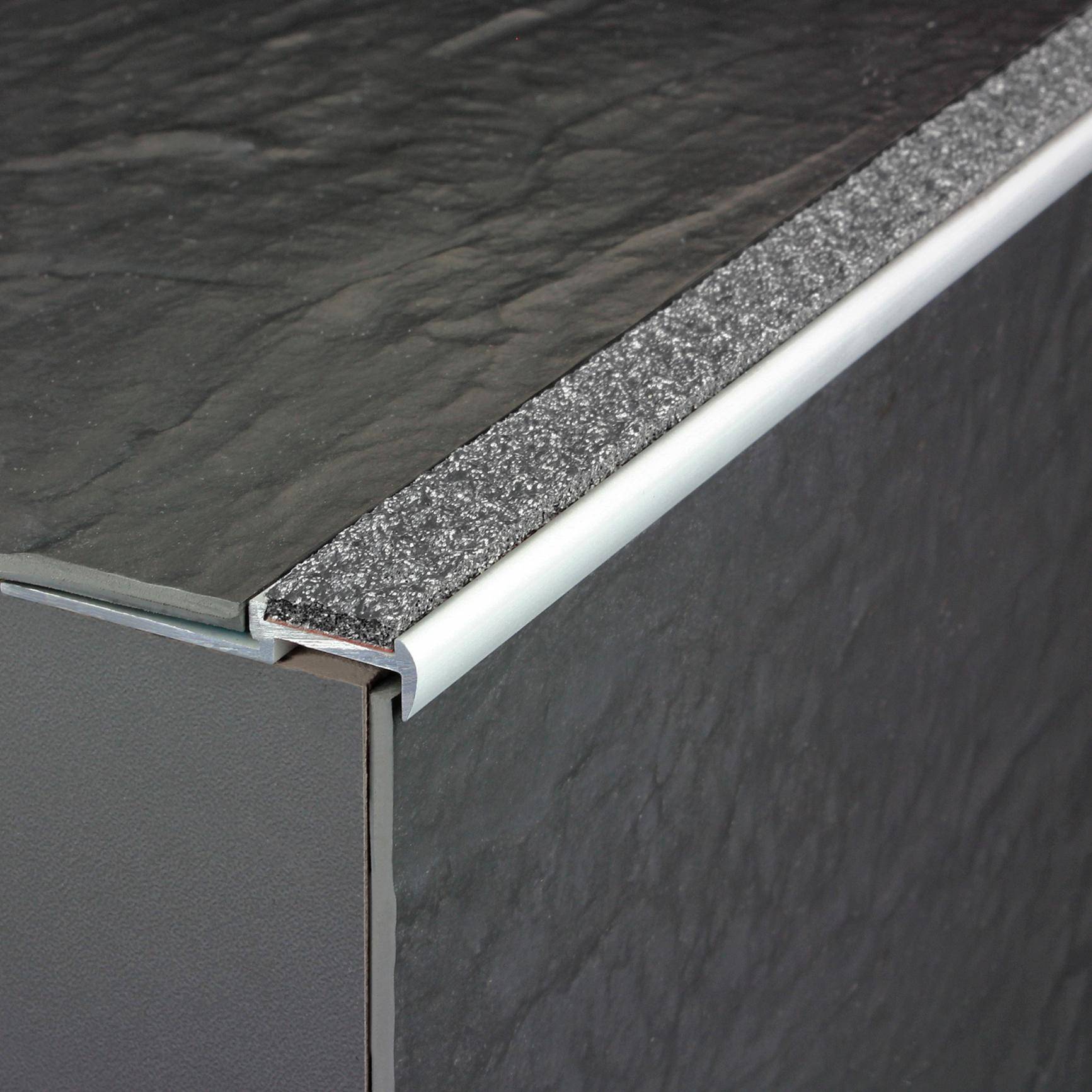 DURAL stair tread profile with insert 13 mm DIAMONDSTEP aluminium anodised anthracite 11mm 250cm