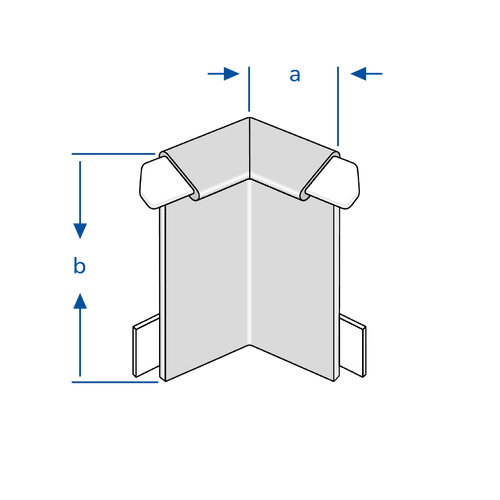 DURAL binnenhoek DURABAL BK aluminium geanodiseerd zilver 74mm 15mm