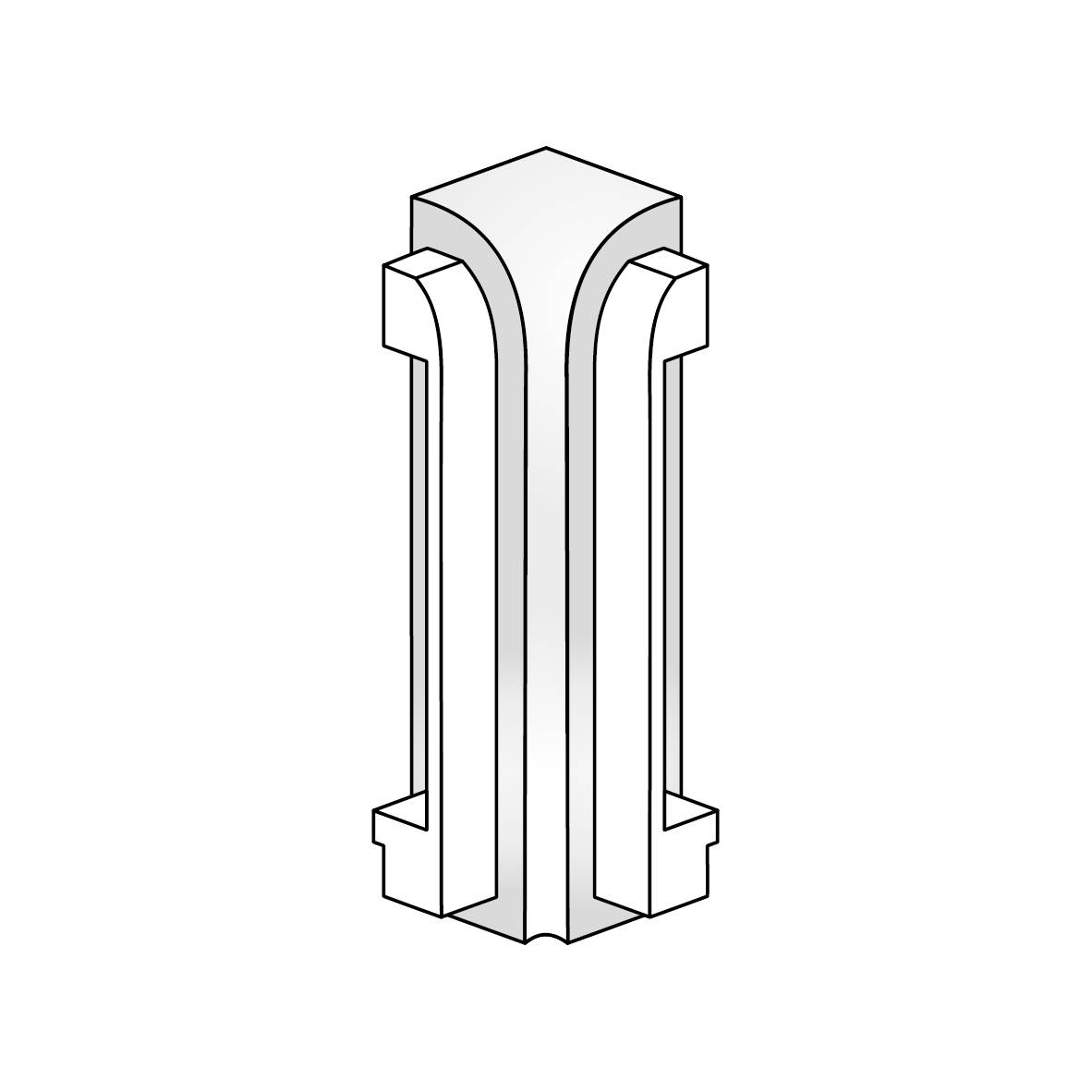 DURAL binnenhoek DURASTEP DP gegoten metaal geanodiseerd zilver 9 mm