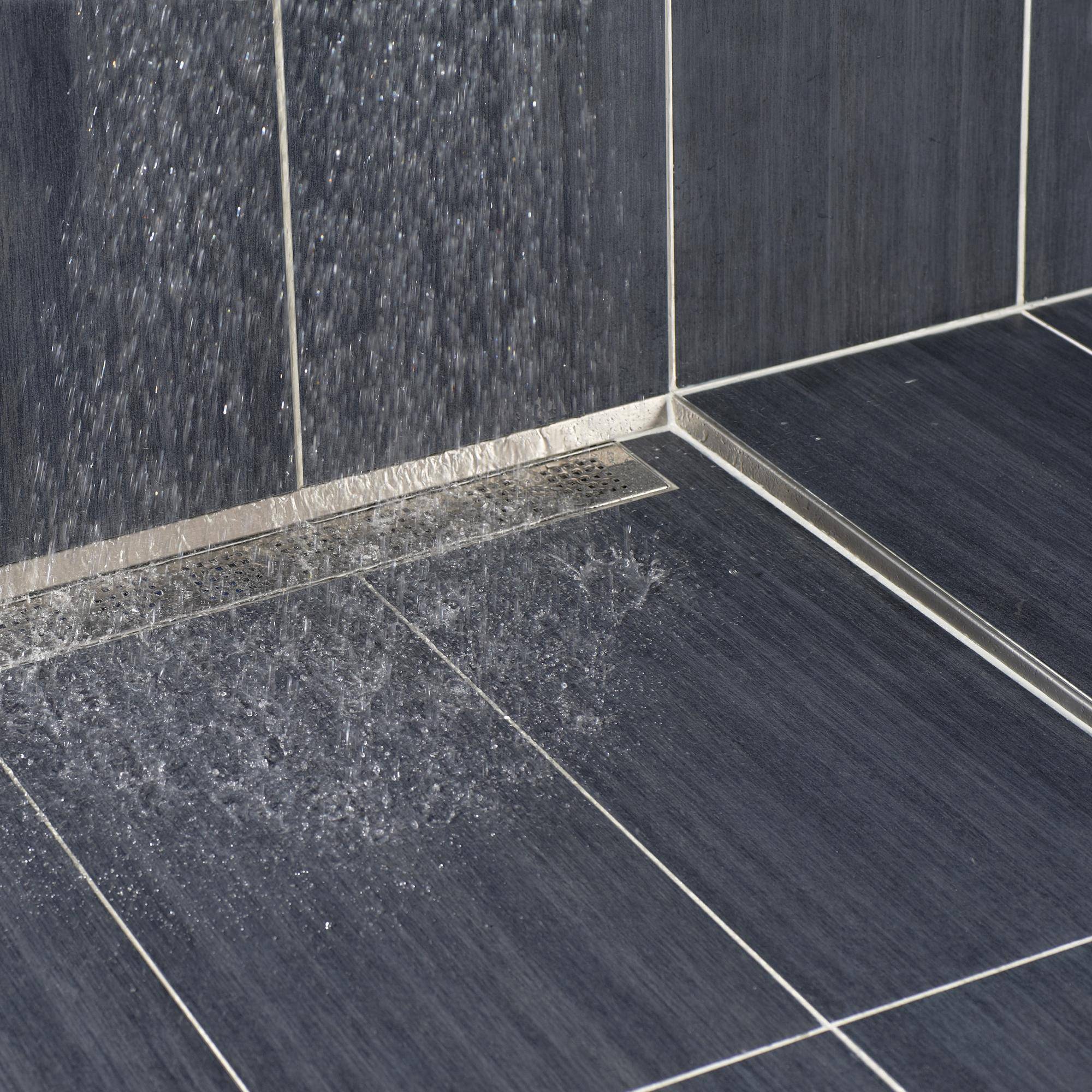 DURAL Wandanschluss Gefällekeil links (in Blickrichtung zur Rinne) SHOWER-GK TILE Edelstahl (V2A/304) gebürstet 11mm 98cm