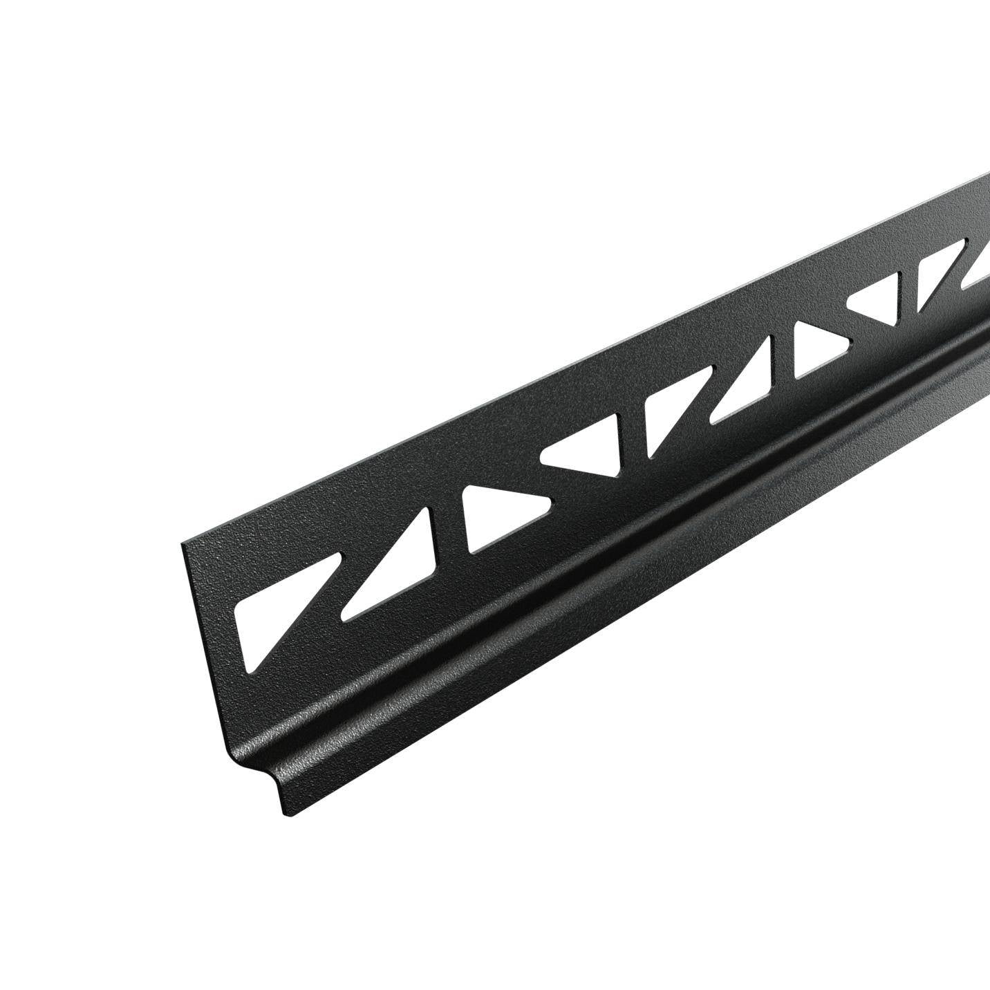 DURAL wandaansluiting afschotwig links (in de richting van de goot) SHOWER-GK TEGEL RVS (V2A/304) zwart mat RAL 9011 structuur gecoat 12,5mm 98cm