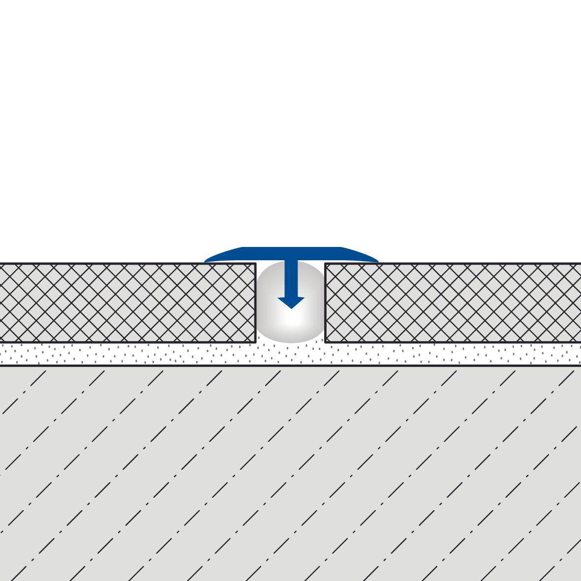 DURAL cover profile suitable for Z-Flex Curver T-FLOOR aluminium brass chrome-plated 8mm 250cm