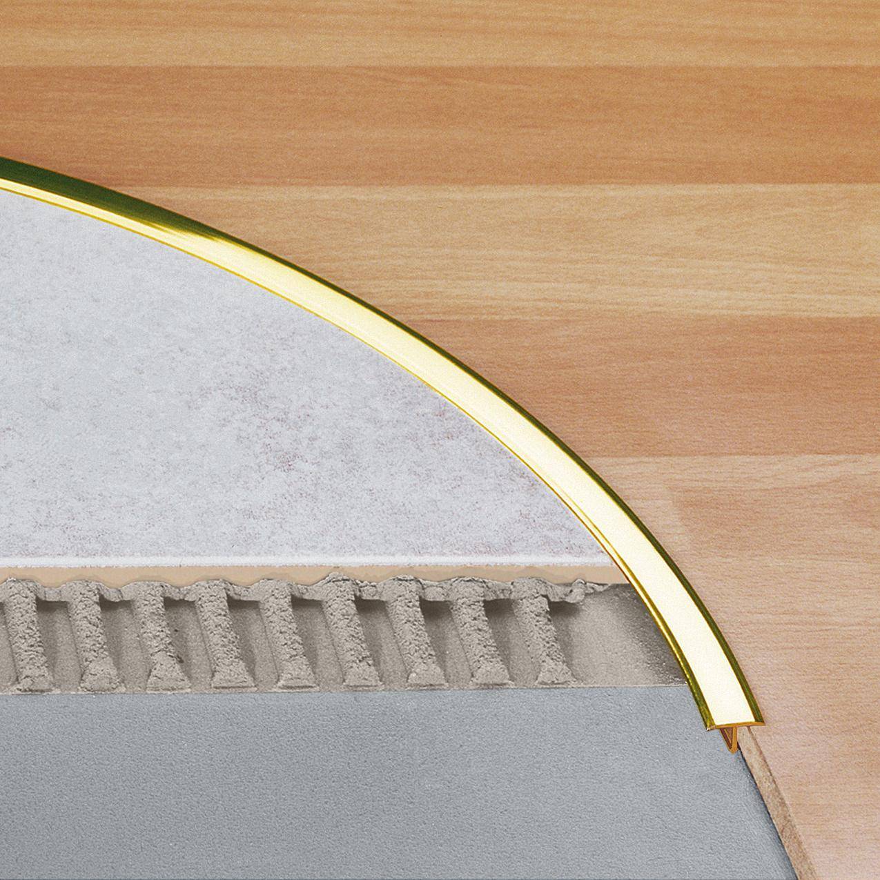 DURAL cover profile suitable for Z-Flex Curver T-FLOOR brass high gloss with protective film 7mm 250cm