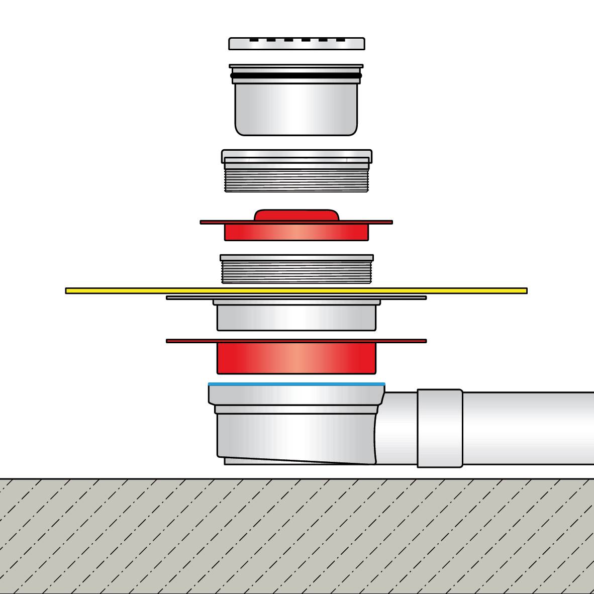 DURAL floor drain complete set complete set with foil TI-DRAIN 11mm 10cm