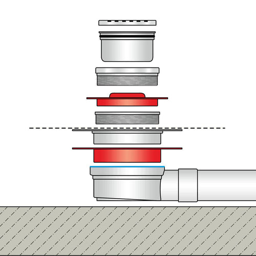 DURAL vloerafvoer complete set complete set met net voor bouwchemicaliën TI-DRAIN 15mm 15cm