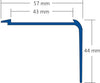 DURAL Treppenstufenprofil für 1 x Einlage 43 mm TREDSAFE Aluminium eloxiert silber 44mm 250cm