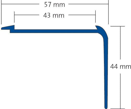 DURAL stair tread profile for 1 x insert 43 mm TREDSAFE aluminium anodised silver 44mm 250cm