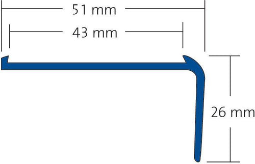 DURAL stair tread profile for 1 x insert 43 mm TREDSAFE aluminium anodised silver 26mm 250cm