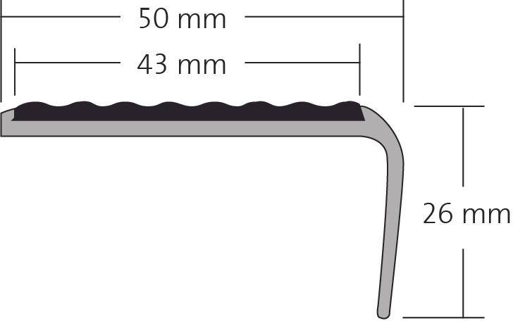 DURAL traptredeprofiel voor 2 x inzetstukken 13 mm TREDSAFE PVC zilver geanodiseerd 24mm 250cm