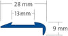 DURAL stair tread profile for 1 x insert 13 mm TREDSAFE rubber silver anodized 9mm 250cm