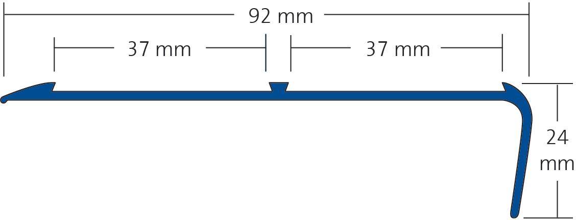 DURAL Treppenstufenprofil für 2 x Einlage 37 mm TREDSAFE Aluminium eloxiert silber 24mm 250cm