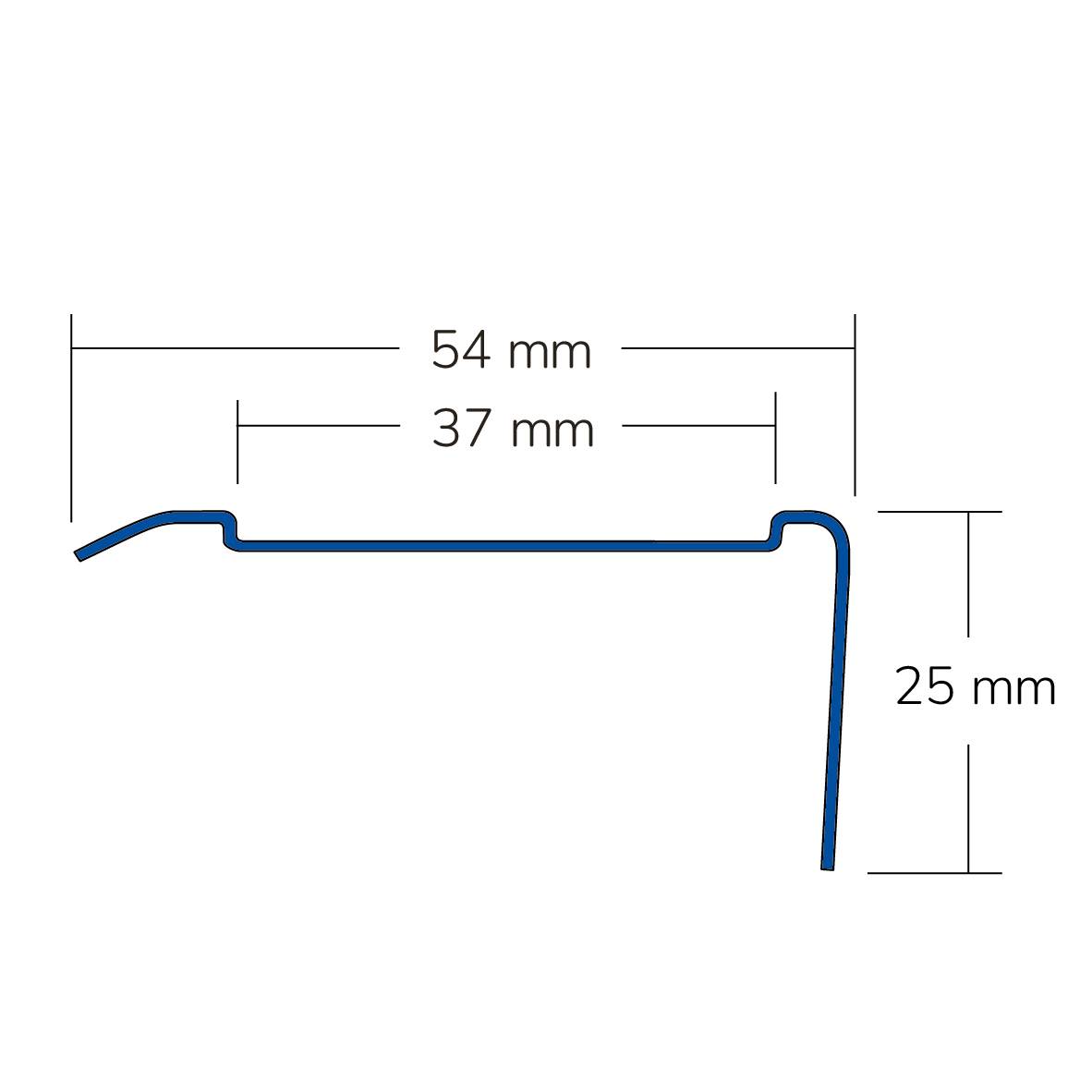 DURAL traptredeprofiel voor 1 x inzetstuk 37 mm TREDSAFE 25mm 250cm