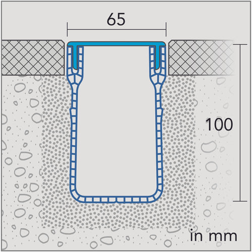 DURAL drainage channel U-DRAIN PRO PVC silver anodized 100mm 100cm