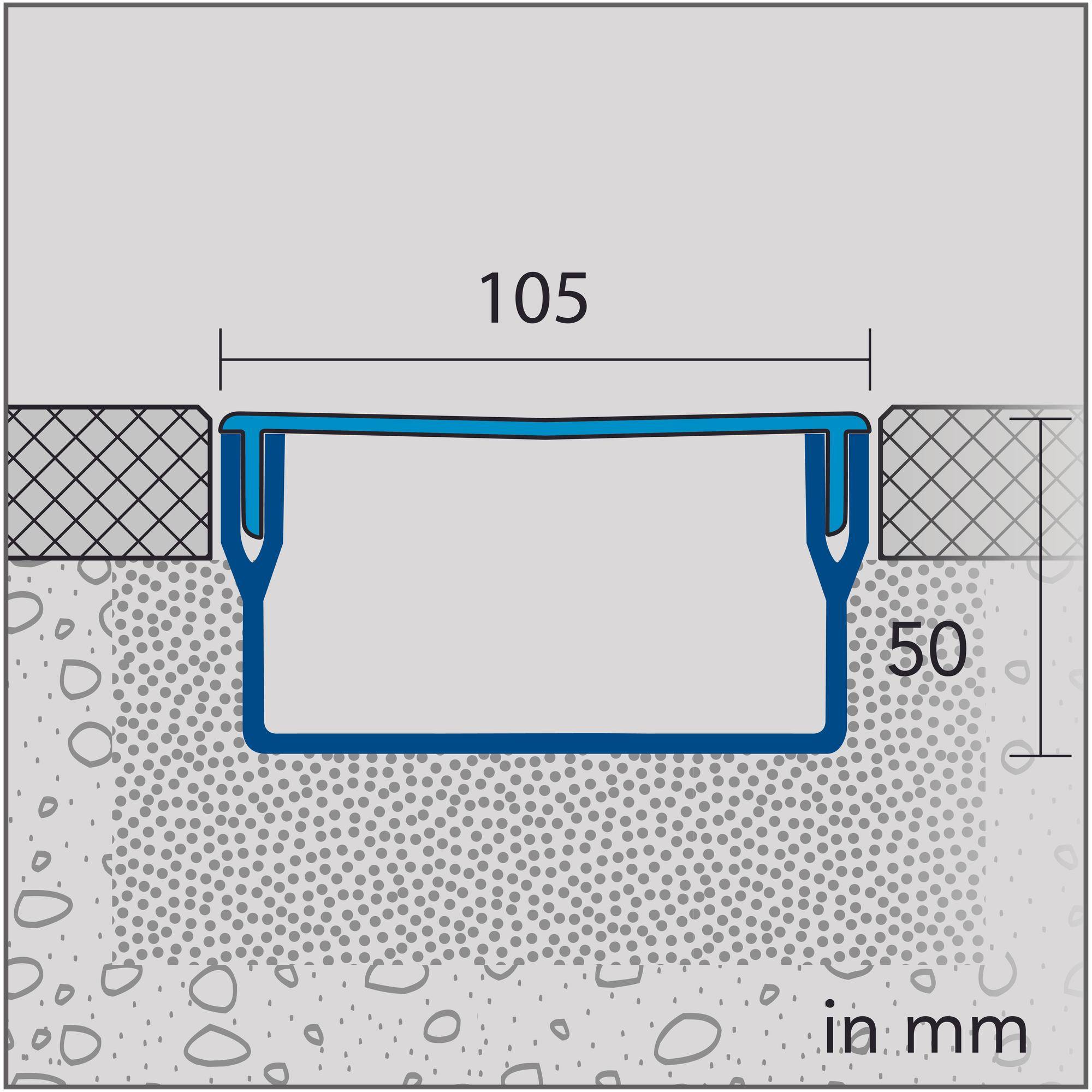 DURAL Entwässerungsrinne U-DRAIN PRO silber eloxiert 50mm 100cm