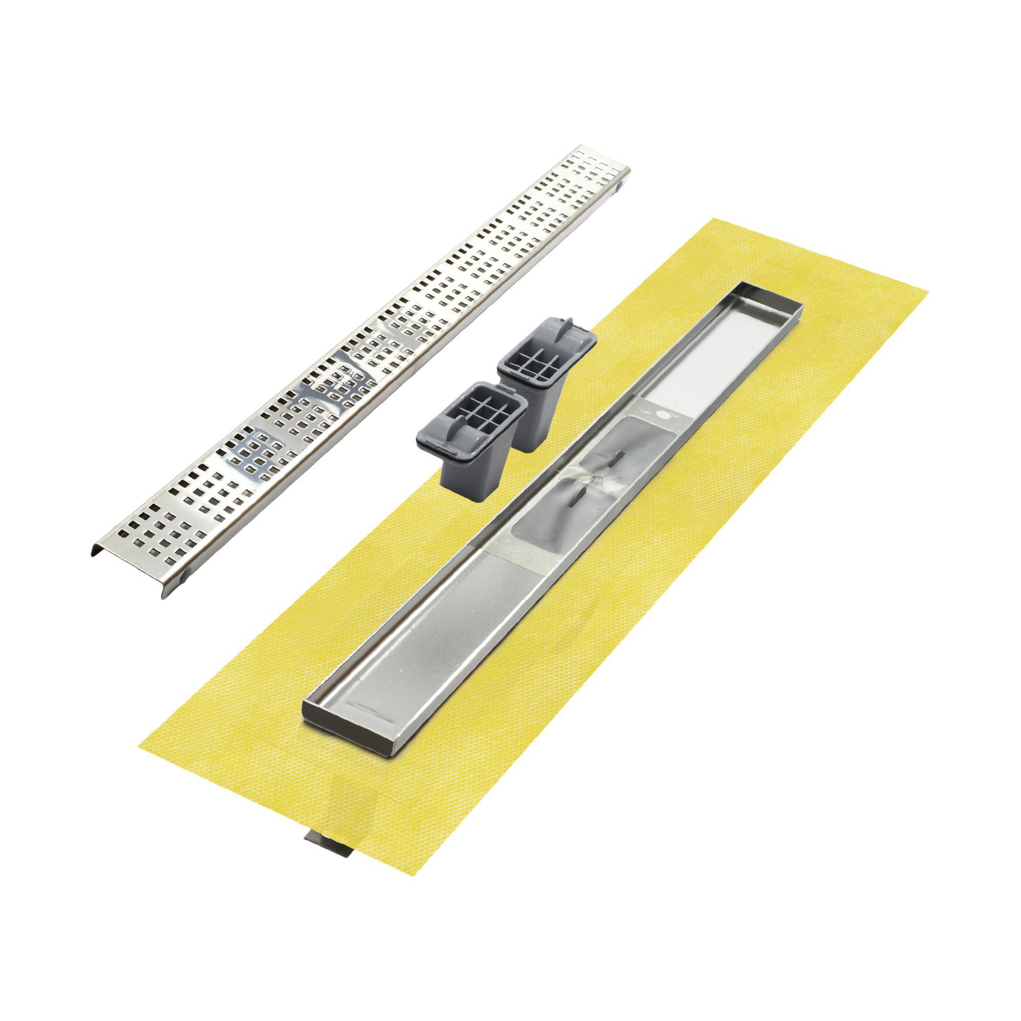 DURAL Duschrinne Rost "Square" XFLAT-LINE Edelstahl (V2A/304) poliert 55mm 110cm